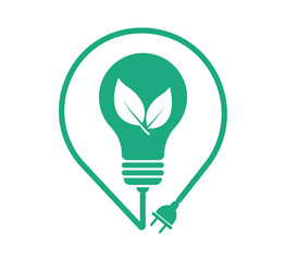 Save energy icon. Eco bulb lamp with leaf. Light bulb with eco plug. Energy saving symbol. Vector