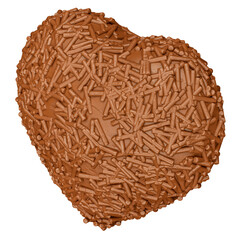 Chocolate heart in realistic 3d render