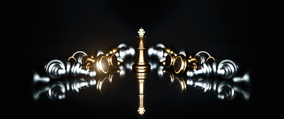 King chess pieces on falling chess concepts of leadership or wining to challenge or battle fighting...