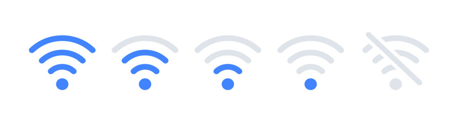 Fototapeta Wi-Fi and wireless icon set. Wireless level and wifi signal. WiFi zone sign. Mobile connection icons. Vector obraz