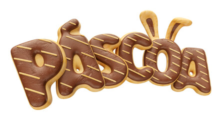 Easter chocolate label in brazilian portuguese 3d render realistic