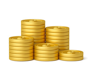 Money coins in realistic 3d render