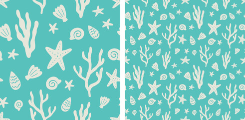 Ocean Marine Life Cute Blue Seamless Vector Pattern Underwater Nursery
- 563028195
