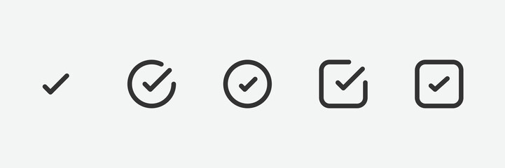 Set of check mark icon. Black check mark icon. Tick ​​symbol in black color, vector illustration. 