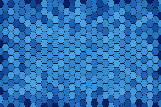 Abstract blue background with geometric hexagons - Illustration, Hexagon Of Light And Dark blue © dusica69