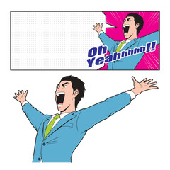 アメコミタッチの喜ぶビジネスマン