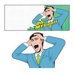 アメコミタッチの後悔するビジネスマン