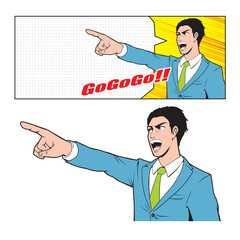 アメコミタッチの指差すビジネスマン