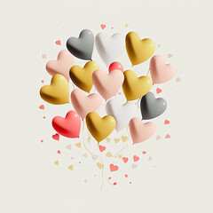 Fototapeta Heart shaped balloons. Heart balloon on white background. Symbol of love. Valentines day background. Love background. Velentines day illustration. obraz