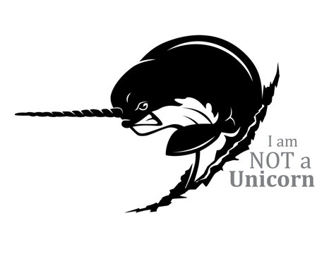 I am Narwhal. Displeased Tough Expression, Bust Illustration