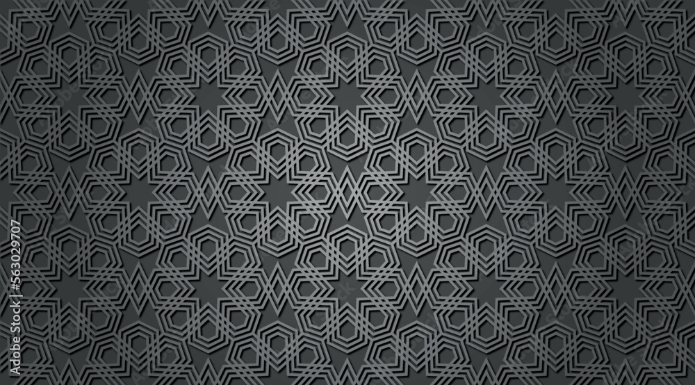 Wall mural Seamless 3d Ramadan Islamic pattern in Arabian style Vector illustration