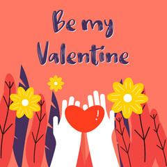 Romantic postcard. With love, Valentine's Day. Vector design concept for Valentine's Day