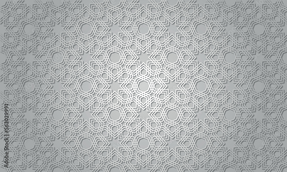 Poster Seamless 3d Ramadan Islamic pattern in Arabian style Vector illustration