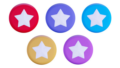 3d rendering favorite star popular button ellipse shape collection