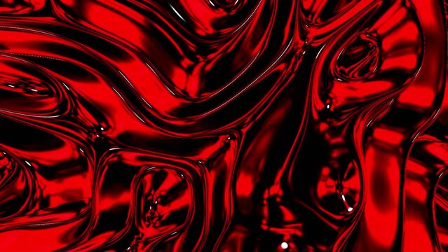 Fluid changing shapes, metallic texture. Design. Oll like substance.