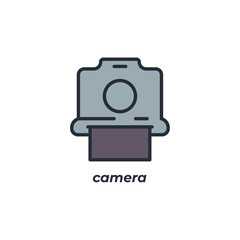 Vector sign camera symbol is isolated on a white background. icon color editable.