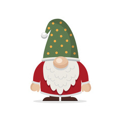 Christmas gnome isolated on white background. Cute scandinavian gnome. Vector stock