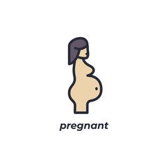 Vector sign pregnant symbol is isolated on a white background. icon color editable.