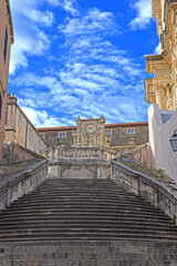 Fototapeta na wymiar staircase leading up to the Jesuit Church of St. Ignatius Loyola and the old Collegium Ragusinum in Dubrovnik, Croatia 