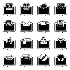 Computer Software Icons. Line With Fill Design. Vector Illustration.