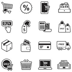 Commerce Icons. Line With Fill Design. Vector Illustration.