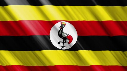 official waving flag of uganda, independence day concept, 4K