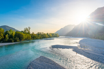 Tagliamento River close to Venzone in Northern Italy