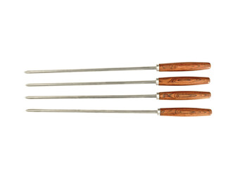 set of metal skewers isolated on white