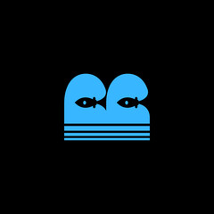 two fish swimming in the waves