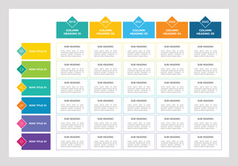 Presentations Table Templates, Tables Layout Design Vector Format, Infographics Table layout. Vector illustration for presentation