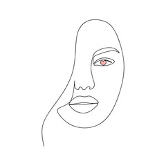 One line drawing beautyfull girl face. Attractive young woman portrait. female face continuous one line drawing. vector illustration
