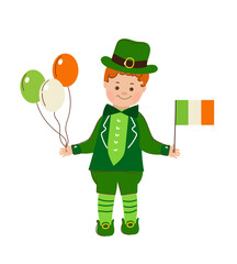 Boy and girl in Irish costumes. St. Patrick's Day.Vector doodle cartoon set illustration.
