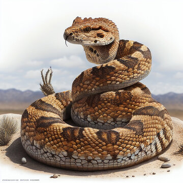 Aruba Rattlesnake full body image with white background ultra realistic



