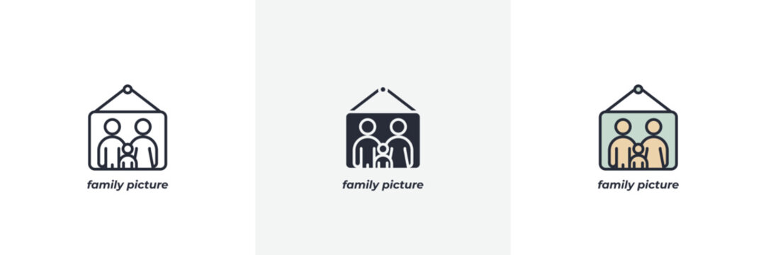 family picture icon. Line, solid and filled outline colorful version, outline and filled vector sign. Idea Symbol, logo illustration. Vector graphics