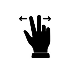Zoom Gesture, Hand Finger Swipe Right and Left Silhouette Icon. Pinch Screen, Rotate on Screen Glyph Pictogram. Gesture Slide Left and Right Icon. Isolated Vector Illustration