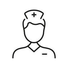 Doctor Man Line Icon. Professional Physician Linear Pictogram. Male Nurse Outline Icon. Health Care Medic Professional. Clinic Staff. Medical Specialist. Editable Stroke. Isolated Vector Illustration