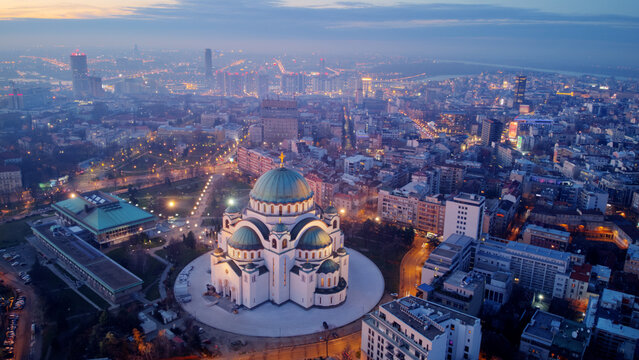 View of Saint Sava, orthodox church in Belgrade, Serbia.