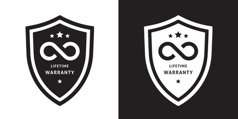 lifetime warranty vector symbol in black and white.