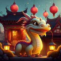 Fototapeta premium chinese dragon statue