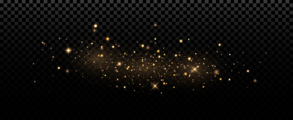 Gold particles. Light effect. Gold dust. background decoration.