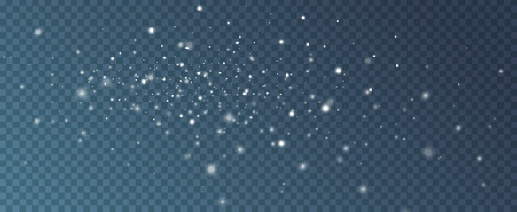 Falling snow.Christmas background.Snow blizzard.Transparent background.Light effect.