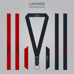 Black red and red black technology lanyard templates set. for all company