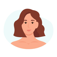 Herpes on the lip of a young woman. Inflammation of the lips. Skin care and health problems concept. Vector illustration