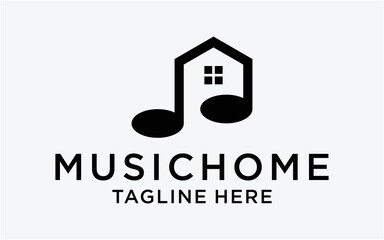 Fototapeta premium logo music with home modern simple