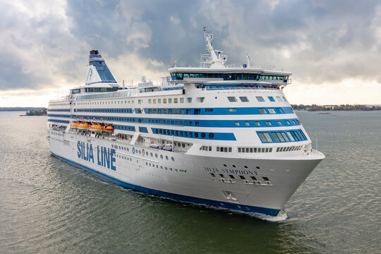 Helsinki, Finland - September 2022: Silja Line ship sailing to Helsinki port