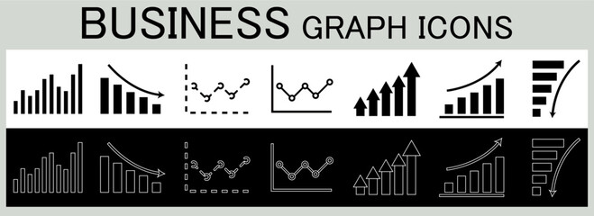 Vector business graph icon set simple design