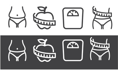  Linear icon slimming, weight loss - icon, vector.
