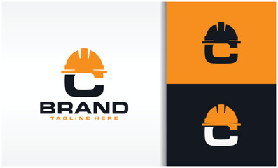 initials C cap construction logo