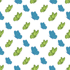 Butterfly seamless pattern on a white background