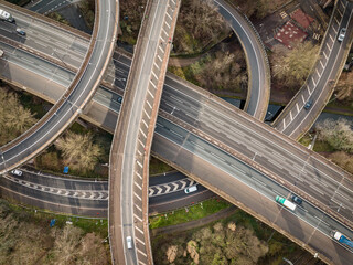 Aerial View of Vehicles Driving on Spaghetti Junction